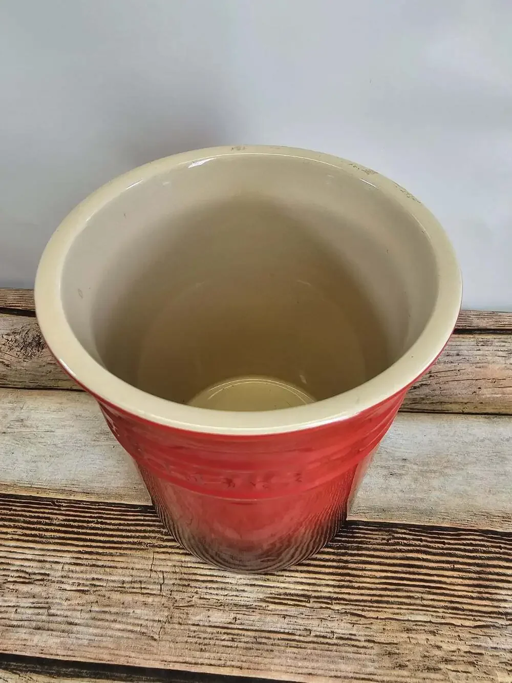 Le Creuset Stoneware Utensil Crock Holder Cerise Cherry Red Ombré 5x6in